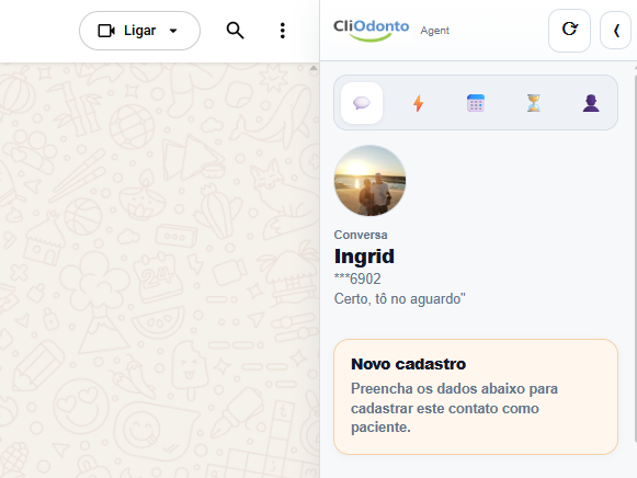 Tela de cadastro de pacientes do CliOdonto Agent